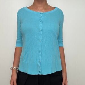 Bright Blue Merona Short Sleeved Button Down Cardigan